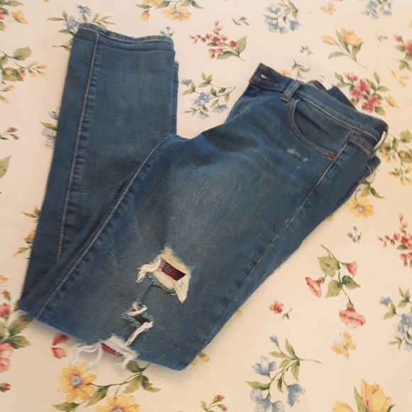 💜 size 26R Gap distressed plaid patched jeans 👖 - Picture 13 of 14